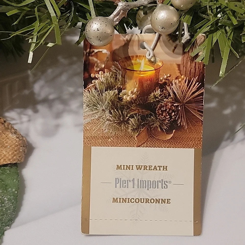 Pier 1 Green Mini Wreath with Pinecones Set Of Two